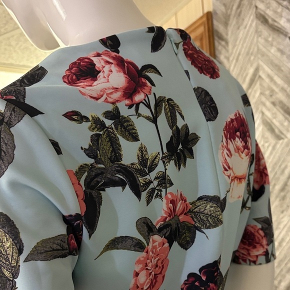 CeCe Mini Dress with Pink Floral on Light Blue, medium - Picture 5 of 10